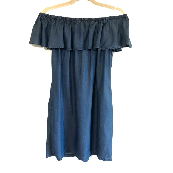 tommy bahama chambray ruffle shift dress